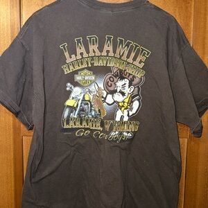 Harley‎ Davidson Tshirt Laramie Go Cowboys Size XL Brown